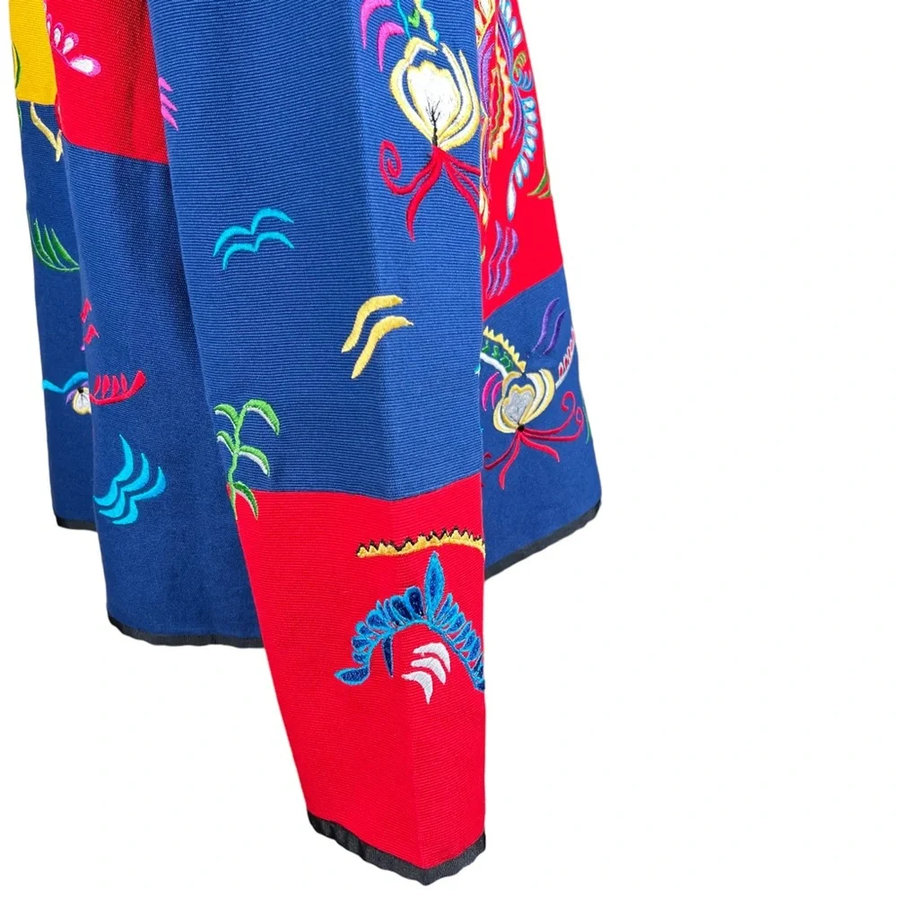 Alex Kim Women’s Cotton Blend Festive Multi-Color Embroidered Jacket PL EUC - Picture 7 of 15